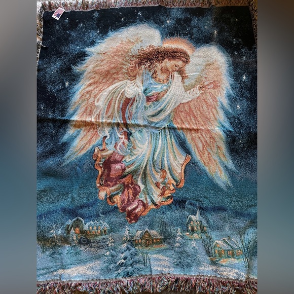 GORGEOUS Dona Gelsinger Little Angel Tapestry Throw Multicolor NWT 2007 - Picture 2 of 7